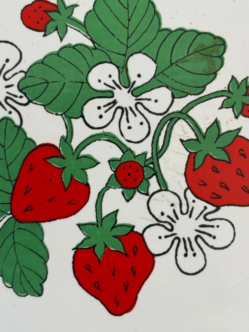 Vintage Ceramic Strawberry Tile Wooden Serving Tray Platter Cottagecore Decor